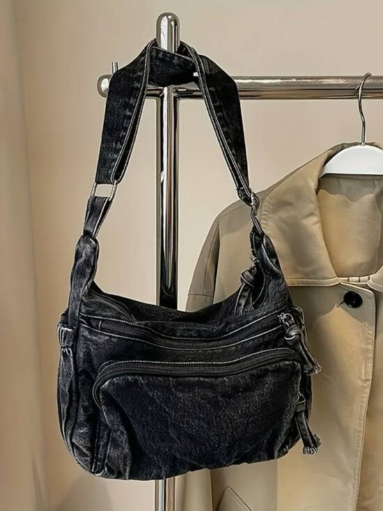 2pcs Set Slant Backpack with Metal Jewelry Large Capacity Adjustable Shoulder main image 6
